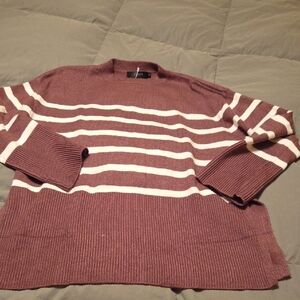 Elegant Chocolate Brown & Cream Womens Crewneck Sweater...size Lg